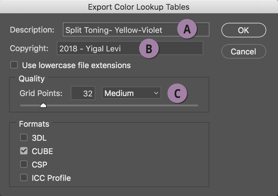Export Lookup tables