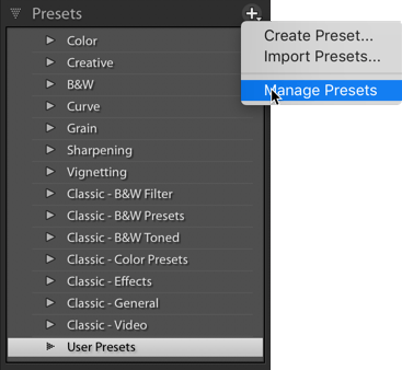 Manage Presets