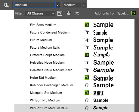 Choose all font weight